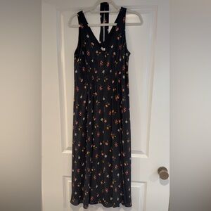 Rebecca Taylor Black and Red Sleeveless V-Neck Sundress